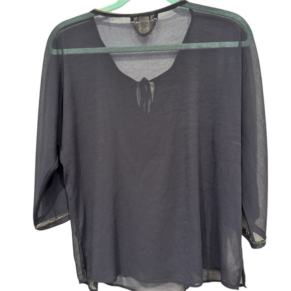 Cache Sheer Blouse in Navy w/Gold and Silver Beading Size S - Picture 4 of 6